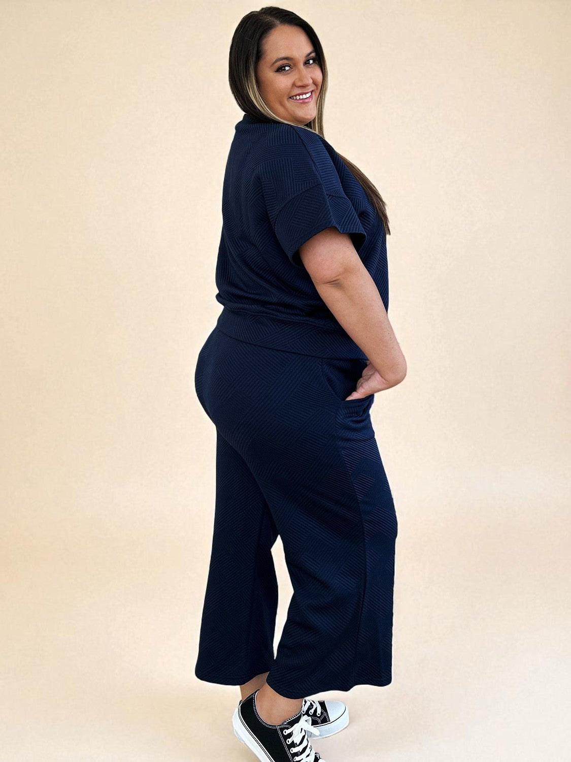 Ensemble haut et pantalon texturé à manches courtes
