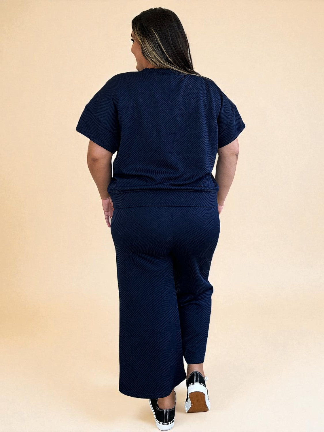 Ensemble haut et pantalon texturé à manches courtes