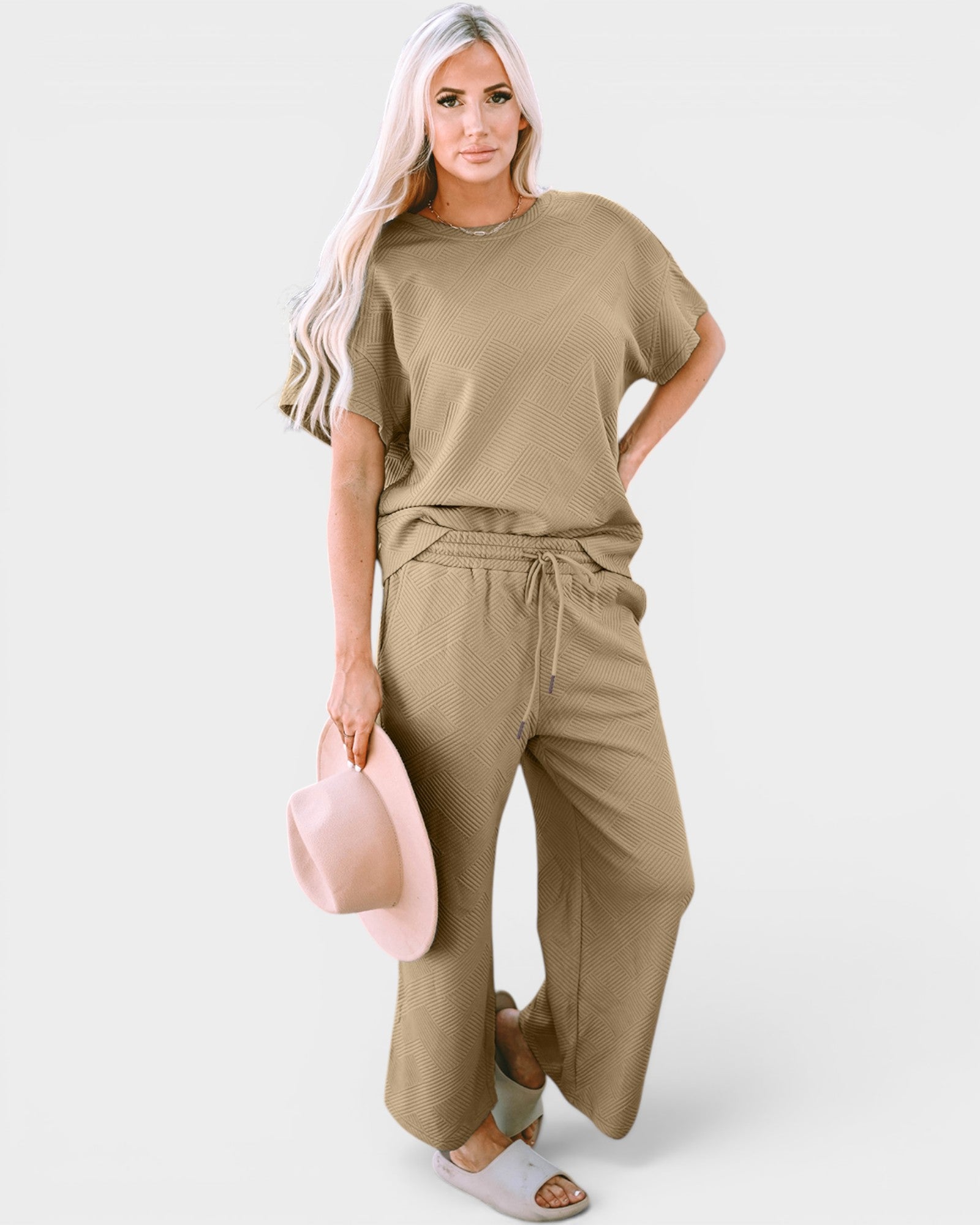 Textured Wide-Leg Lounge Set