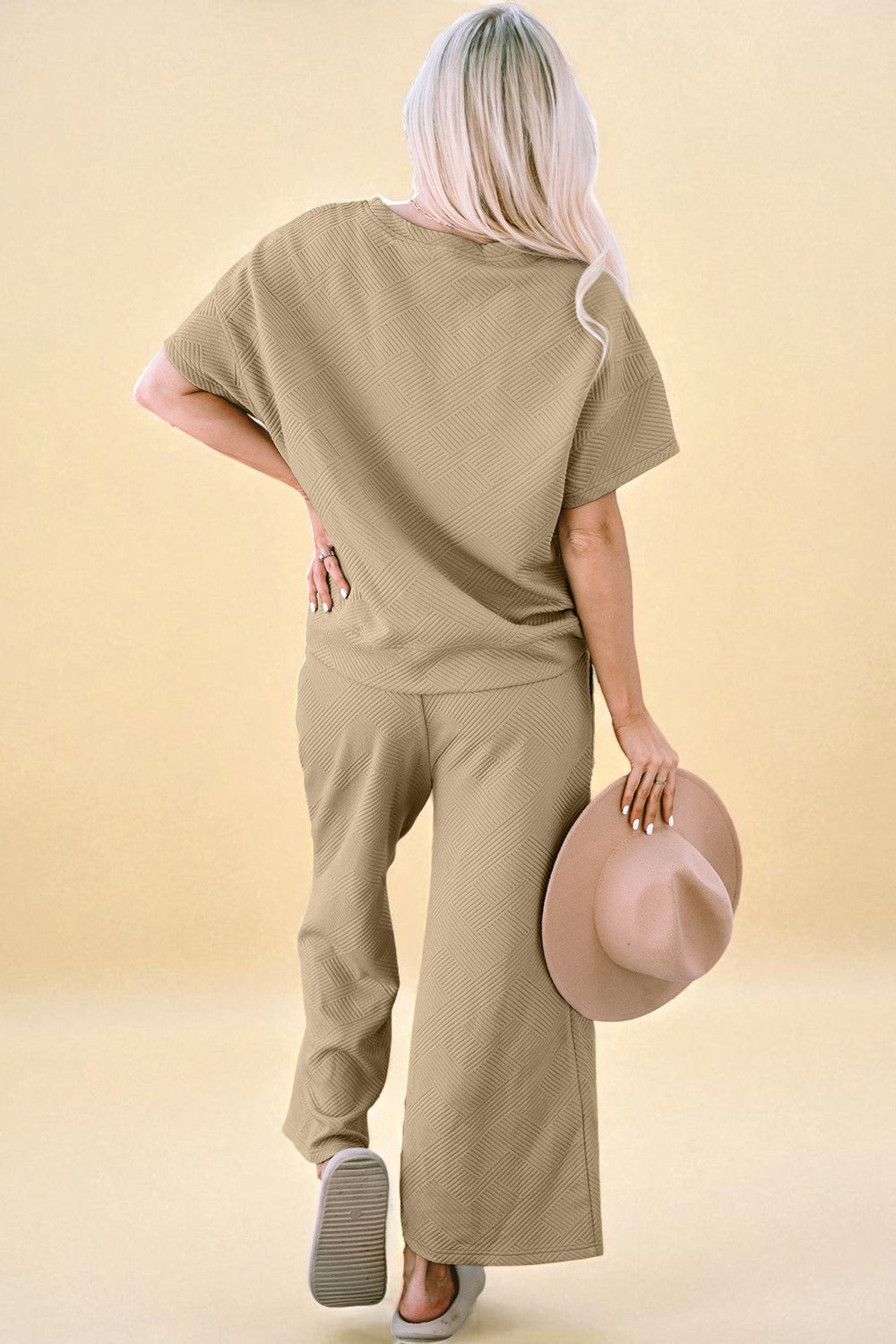 Ensemble haut et pantalon texturé à manches courtes