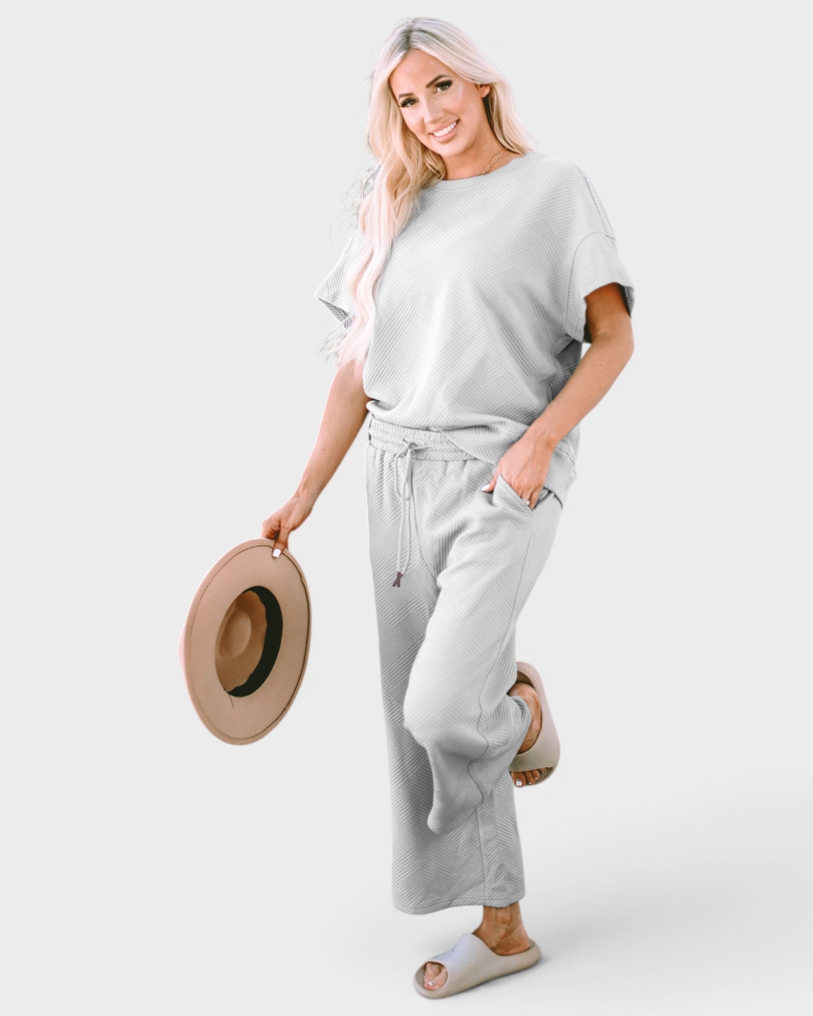 Textured Wide-Leg Lounge Set