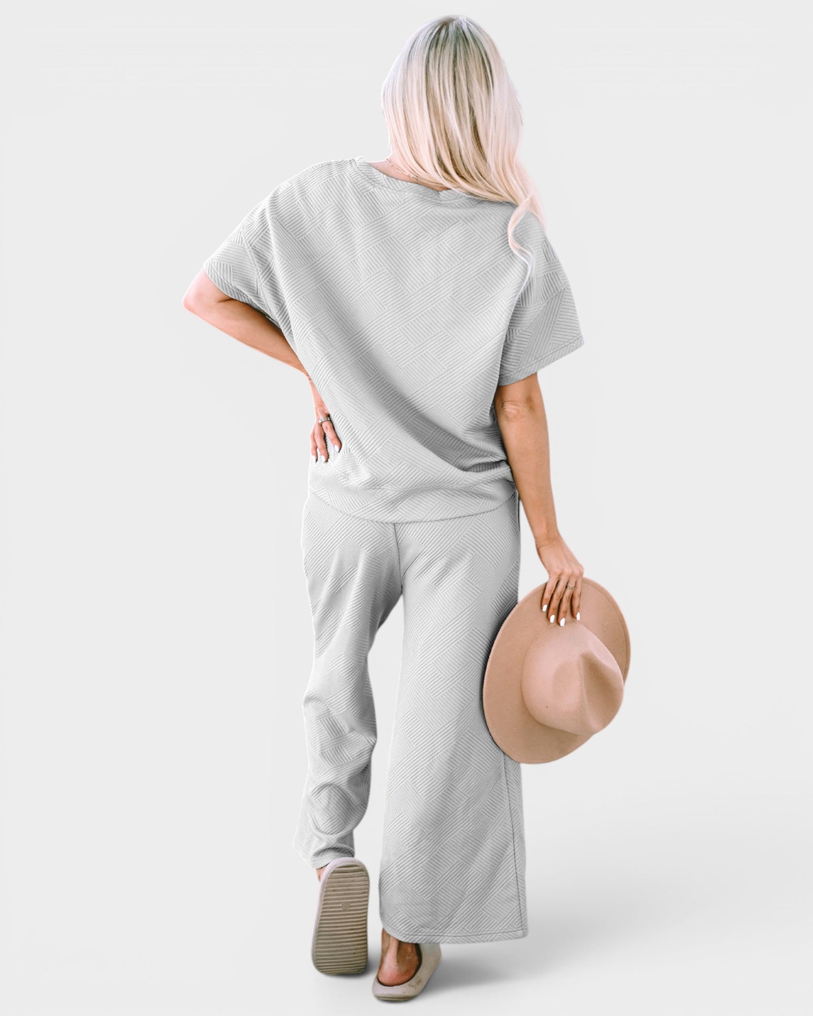 Textured Wide-Leg Lounge Set