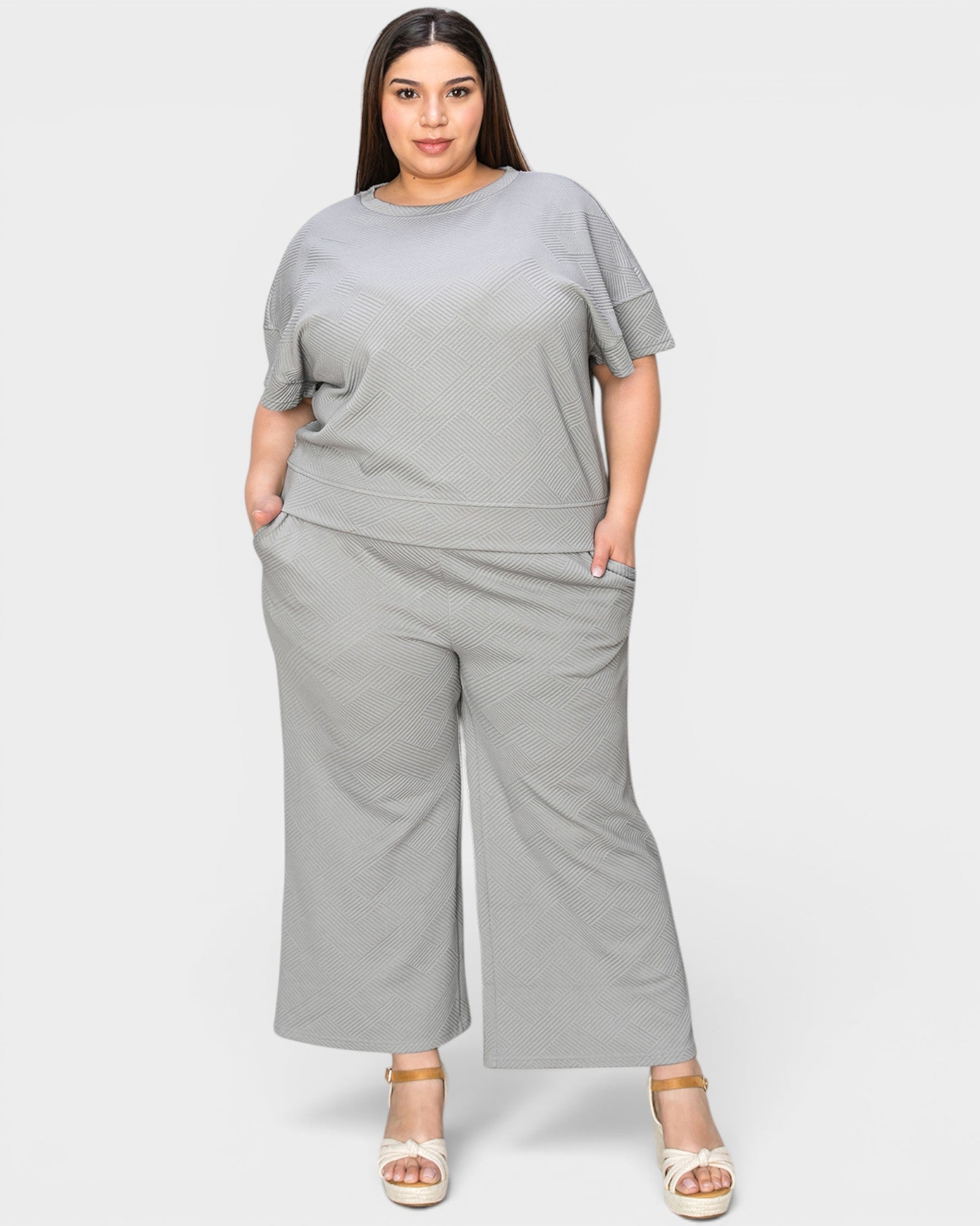 Textured Wide-Leg Lounge Set