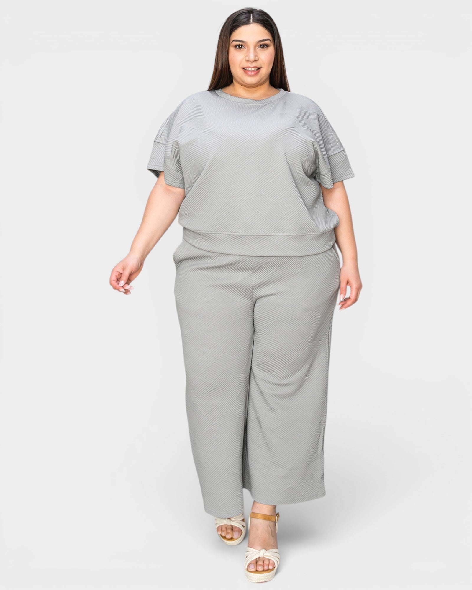 Textured Wide-Leg Lounge Set