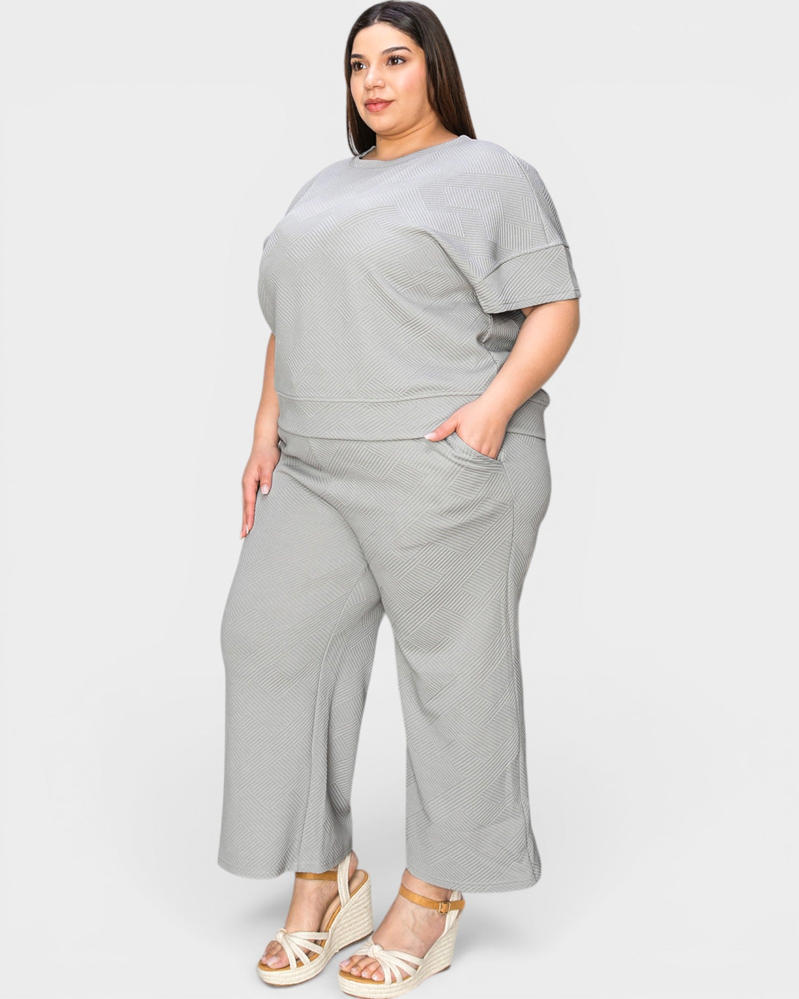 Textured Wide-Leg Lounge Set