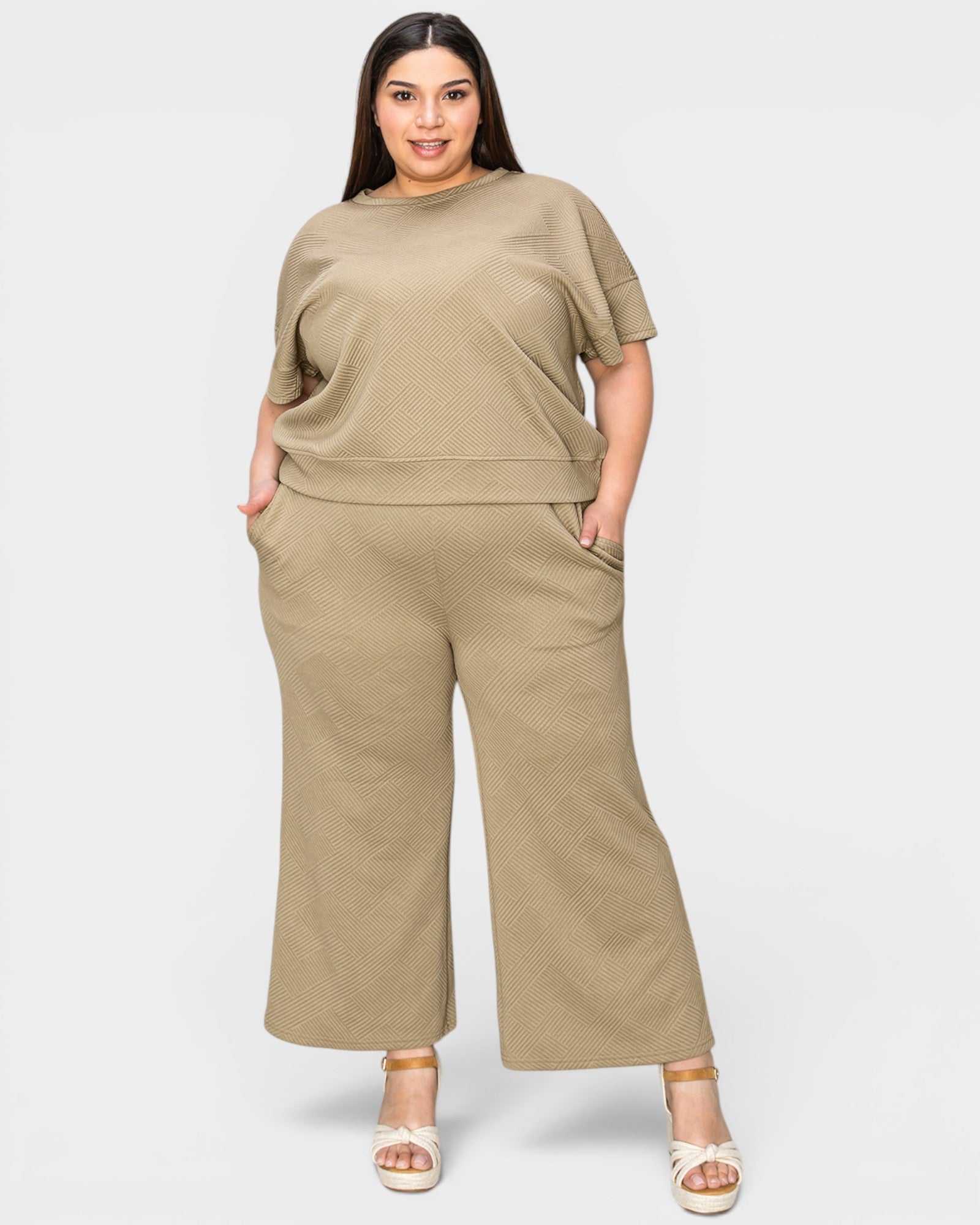 Textured Wide-Leg Lounge Set
