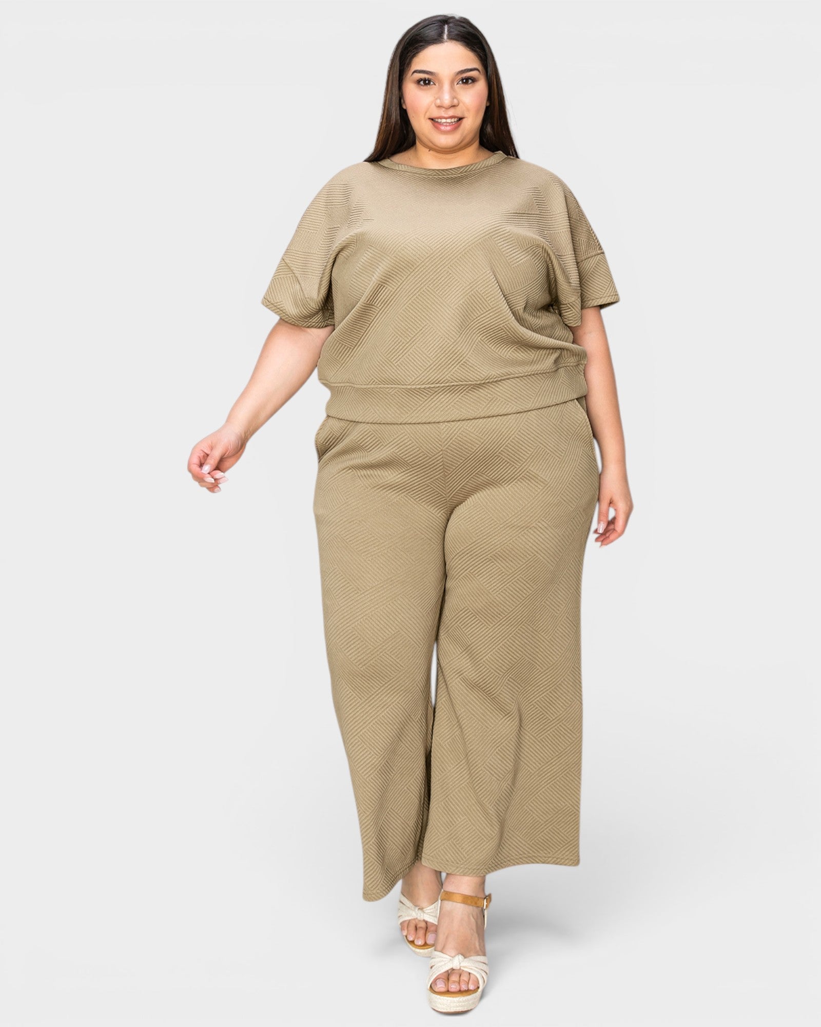 Textured Wide-Leg Lounge Set