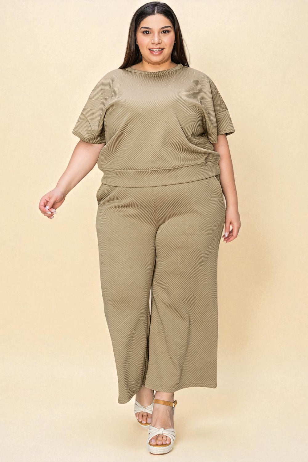 Ensemble haut et pantalon texturé à manches courtes