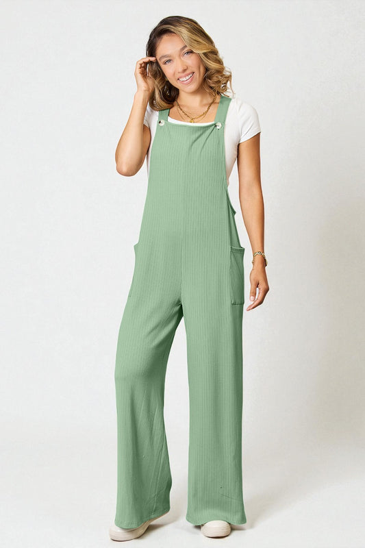 Wide-Leg Pocket Overalls