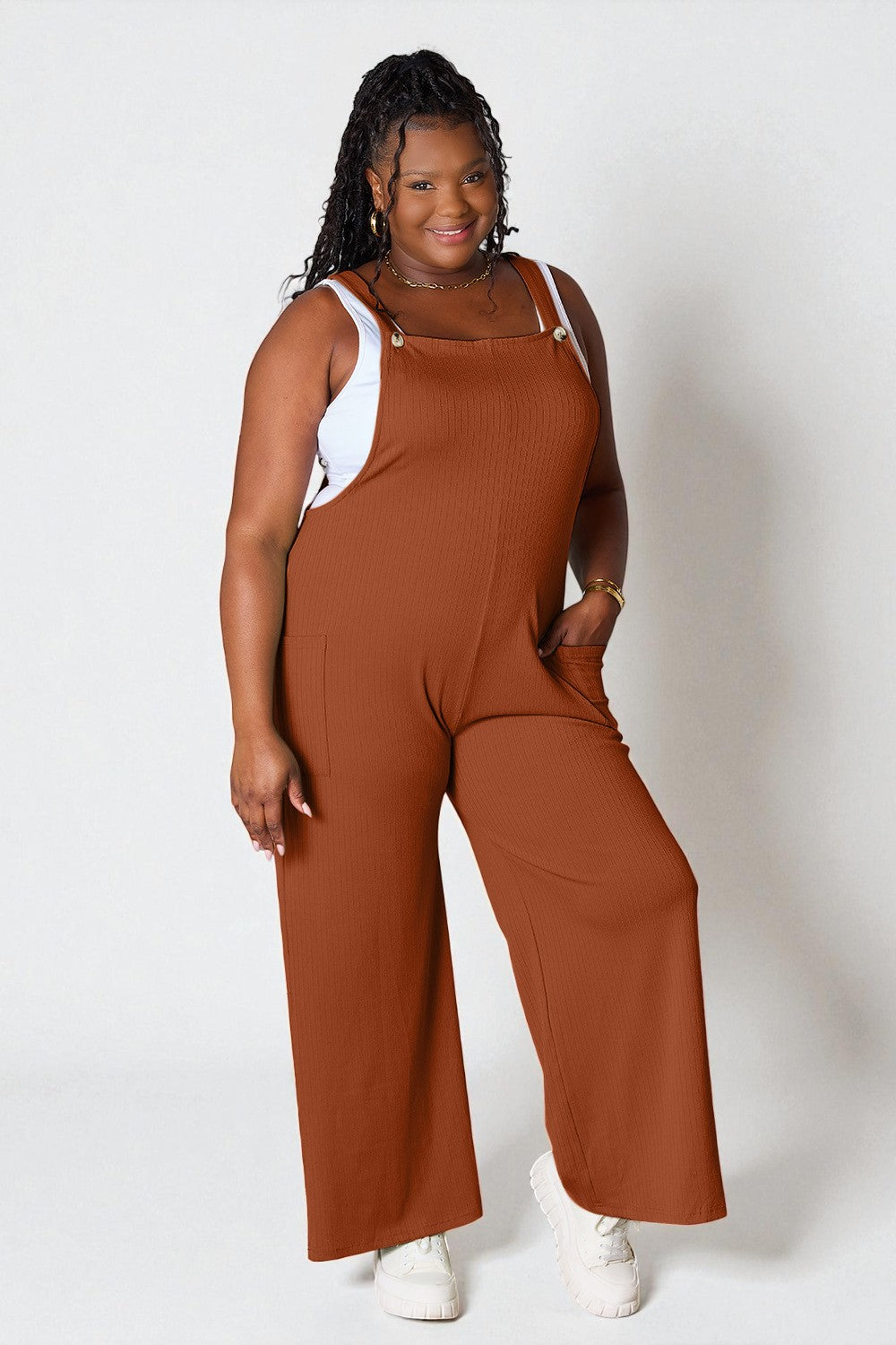 Wide-Leg Pocket Overalls