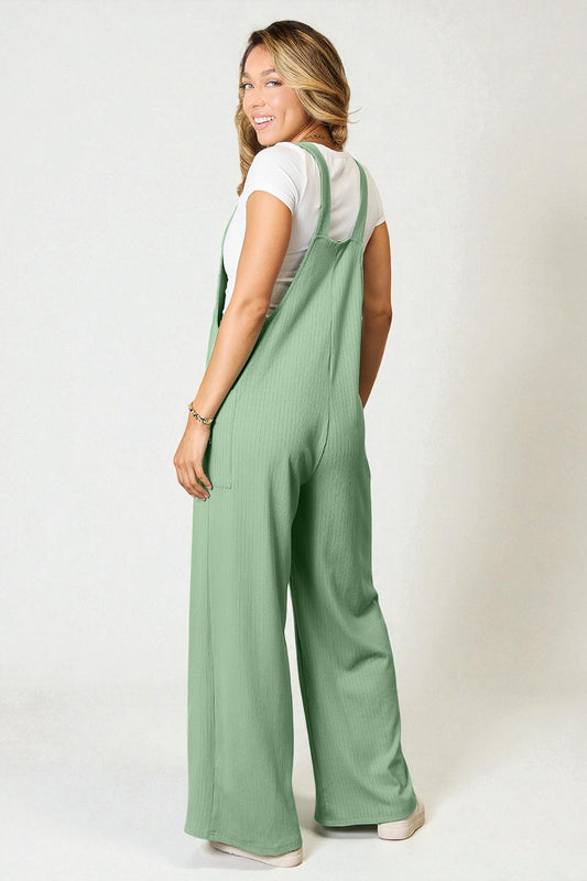Wide-Leg Pocket Overalls