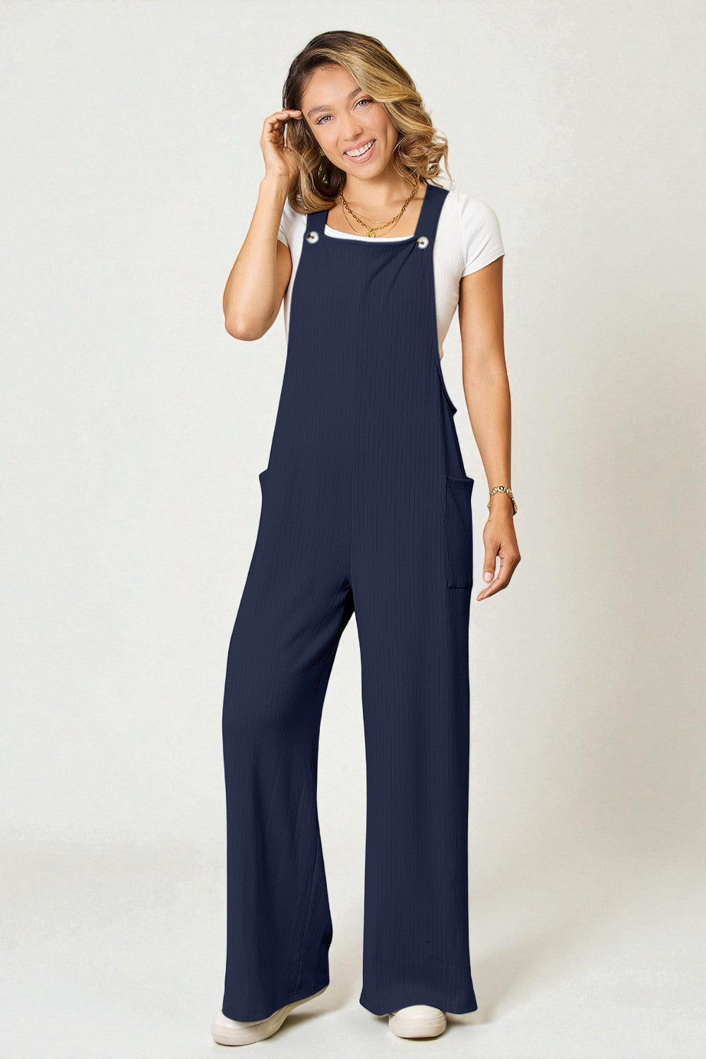 Wide-Leg Pocket Overalls