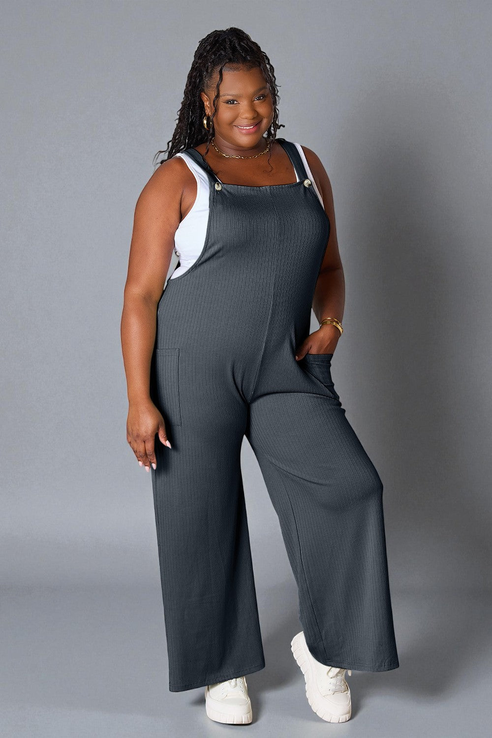 Wide-Leg Pocket Overalls