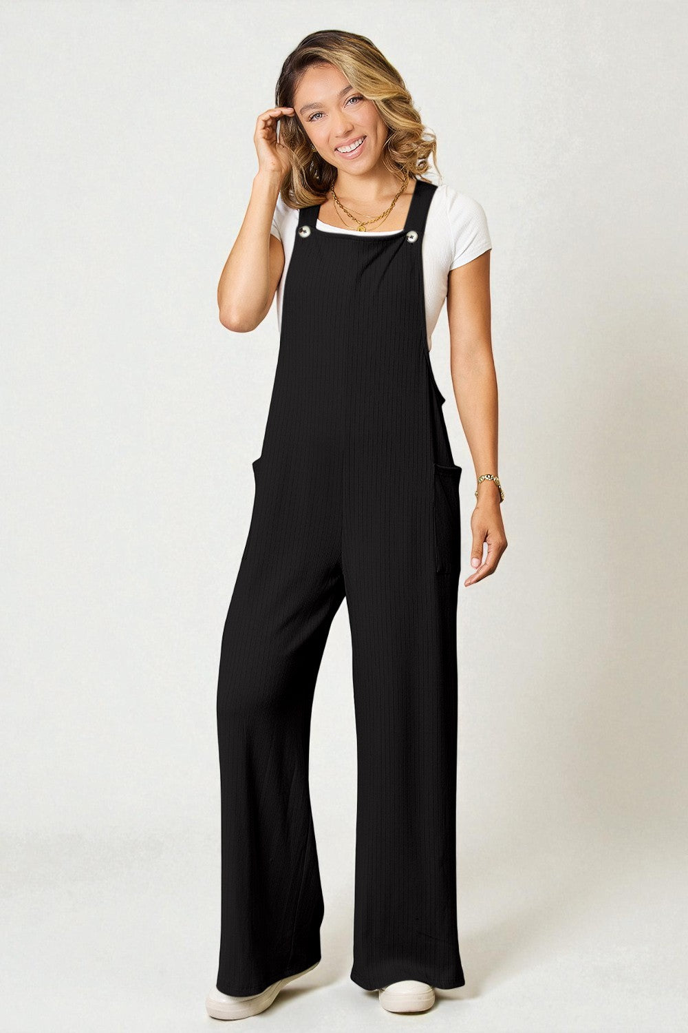 Wide-Leg Pocket Overalls