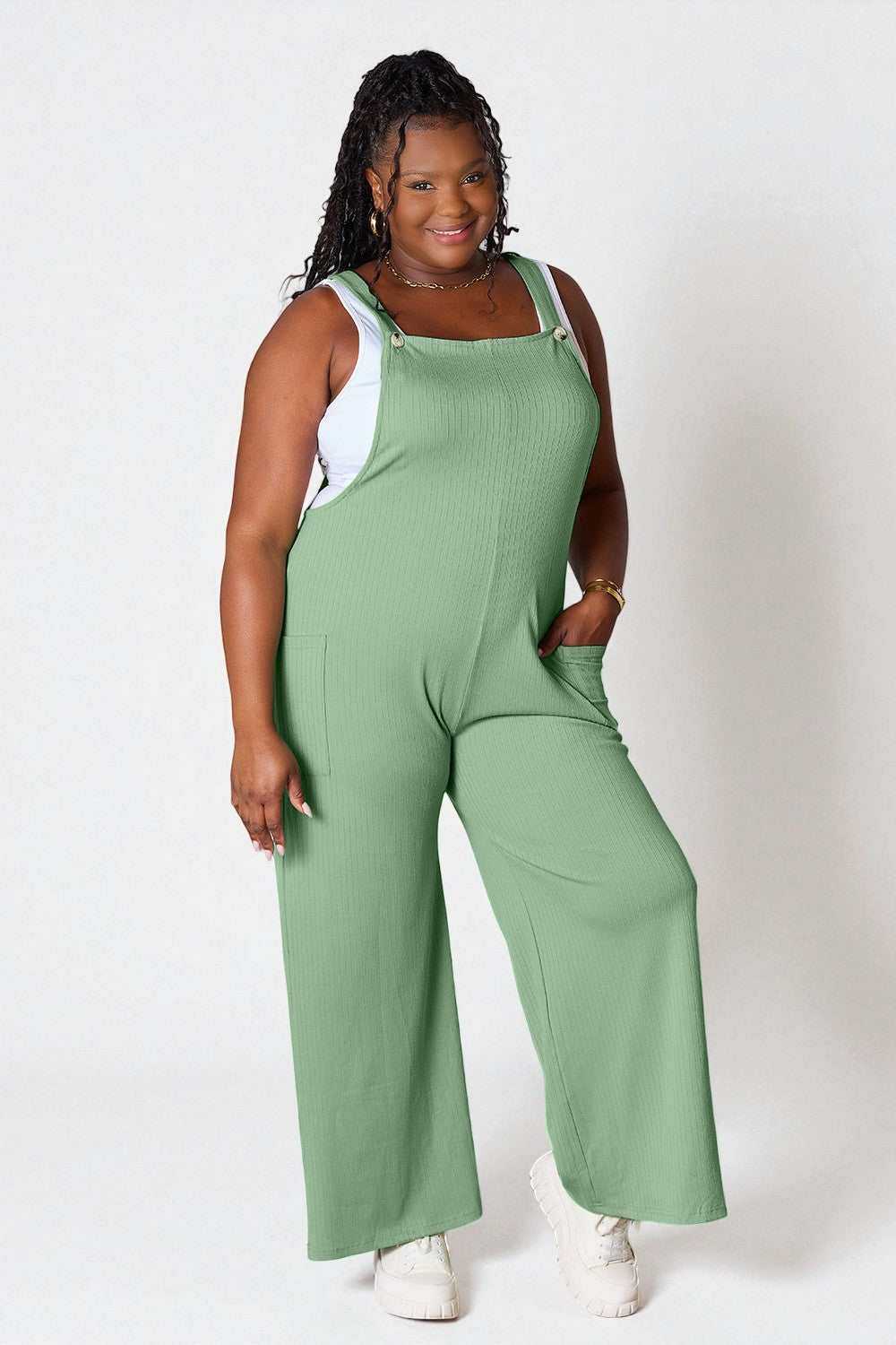 Wide-Leg Pocket Overalls