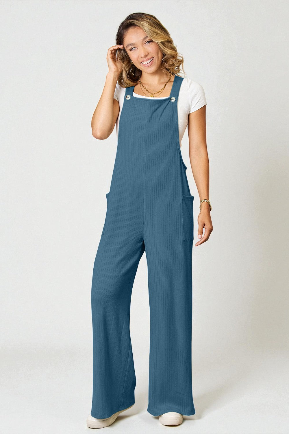 Wide-Leg Pocket Overalls