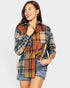 Rust & Teal Plaid Button Down Shirt