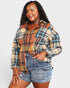 Rust & Teal Plaid Button Down Shirt