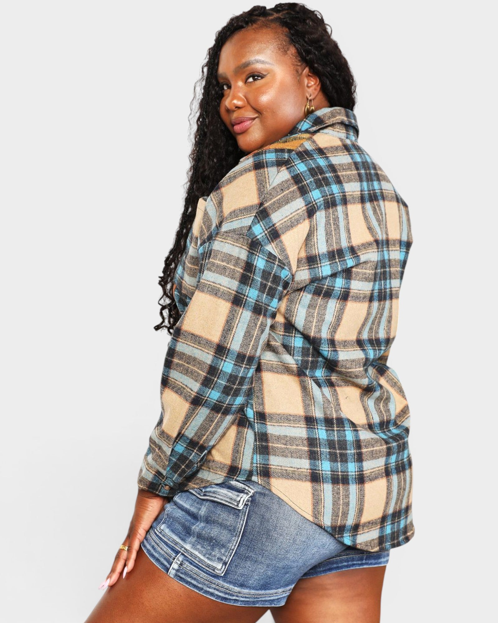 Rust & Teal Plaid Button Down Shirt