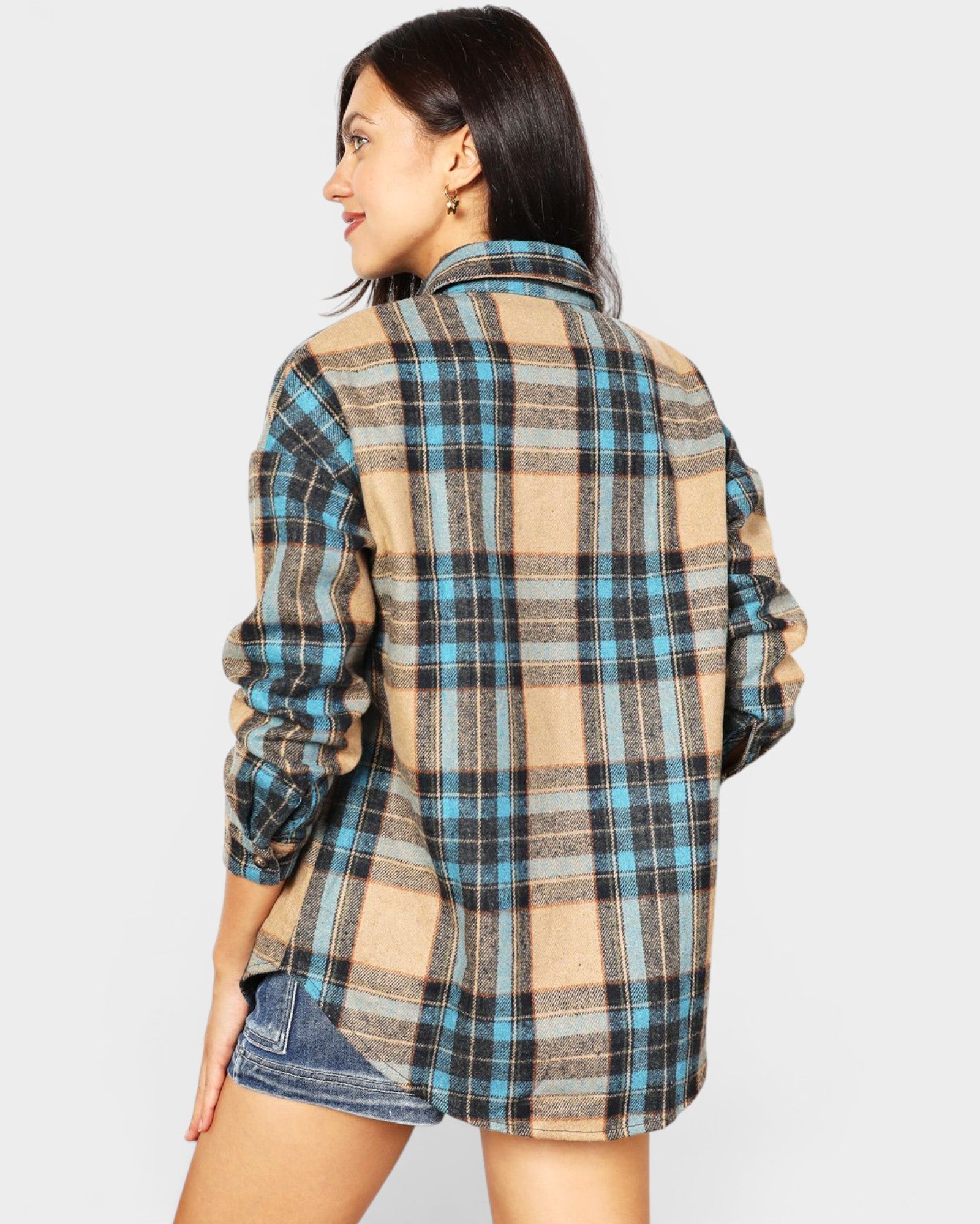Rust & Teal Plaid Button Down Shirt
