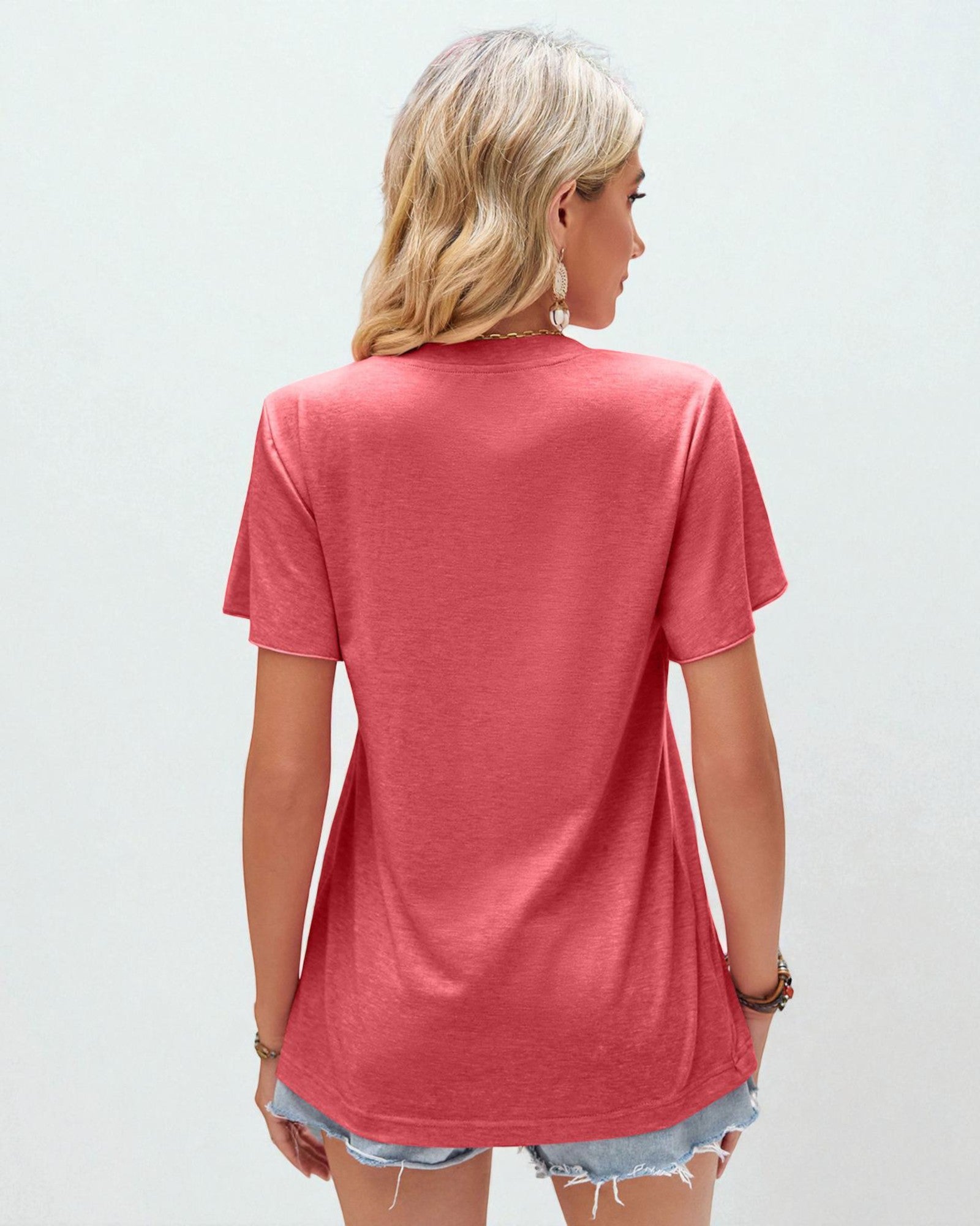 Gathered V-Neck Flutter Sleeve Top
