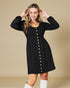 Button-Front Long Sleeve Mini Dress