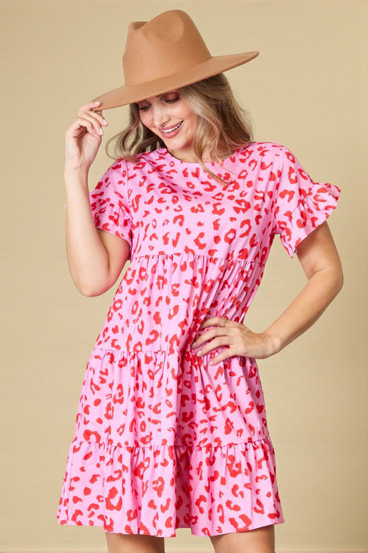 Tiered Ruffle Sleeve Mini Dress