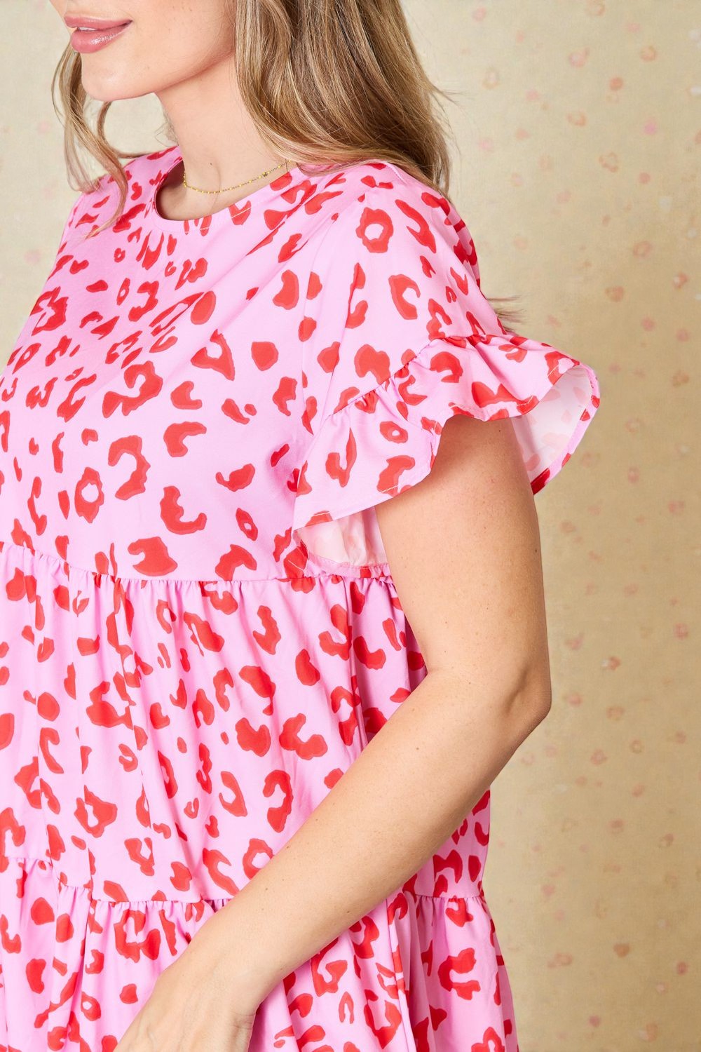 Tiered Ruffle Sleeve Mini Dress