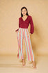 Multi Stripe Smocked Waist Wide Leg Pants