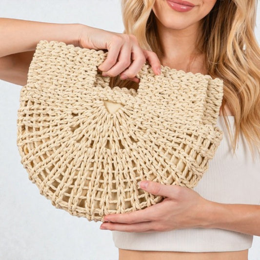 Natural Woven Straw Crossbody Bag
