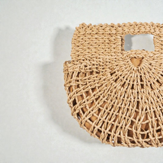 Woven Raffia Fan Crossbody Bag
