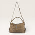 Brown handbag with a strap on a white background