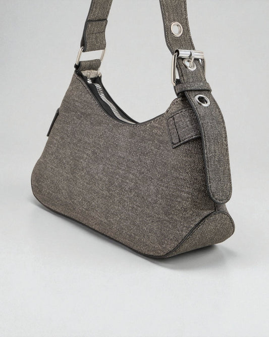 Gray shoulder bag on a light gray background