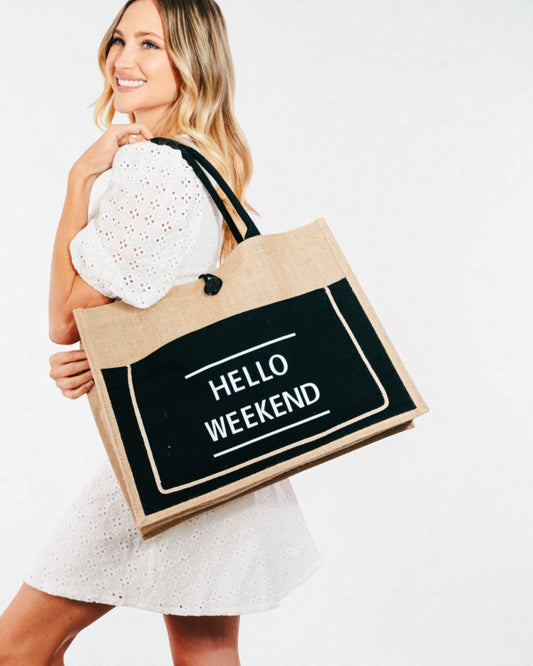 “Hello Weekend” Canvas Tote Bag