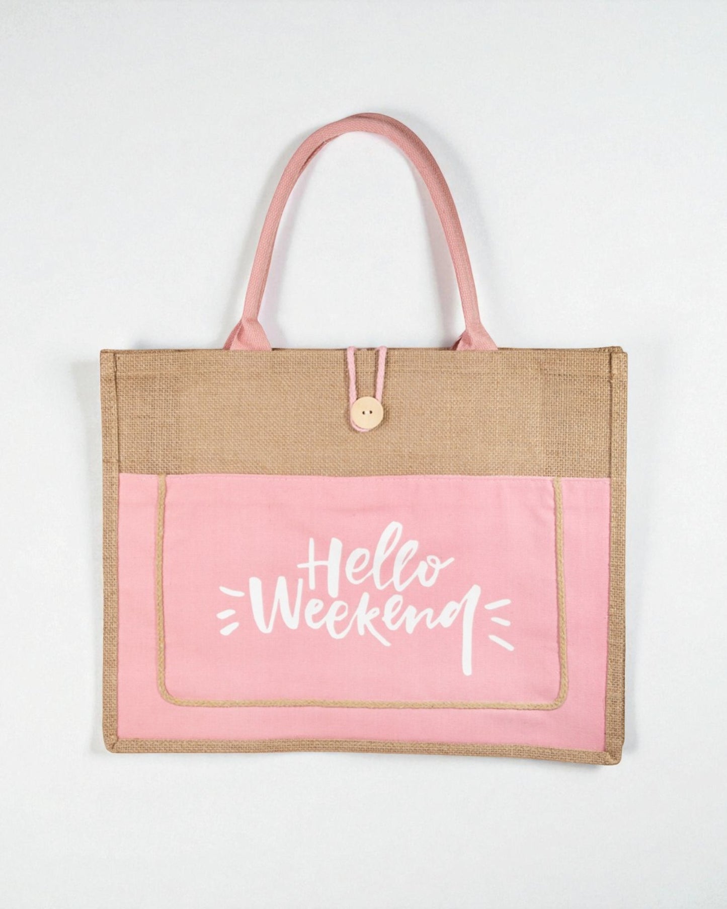 Bonjour week-end sac fourre-tout en toile de jute