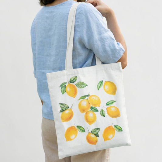Lemon Print Graphic Tote Bag