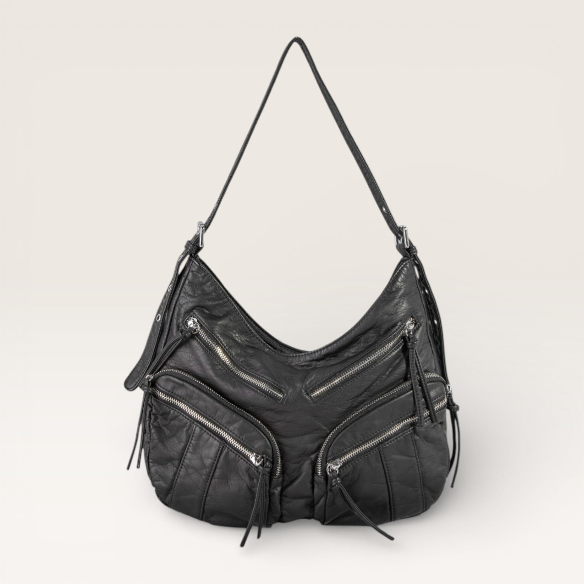FAME Vegan Leather Multi-Zip Hobo Bag – Beach Rose Co.