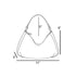 Line drawing of a handbag with dimensions labeled