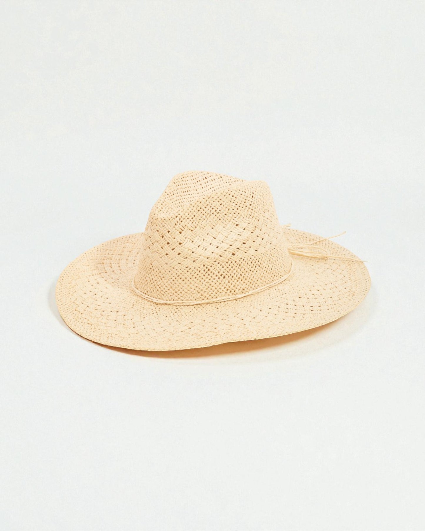 Beige straw hat on a light gray background