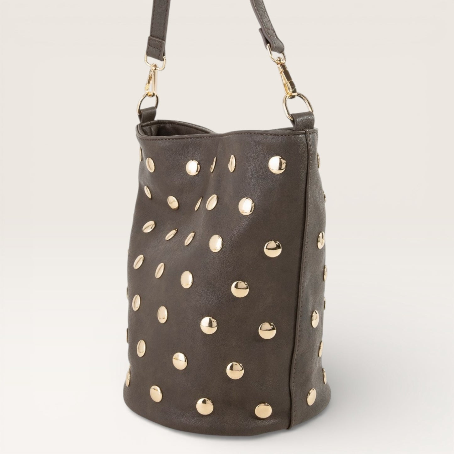 Vegan Leather Stud Bucket Bag