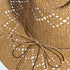 Close-up of a woven straw hat with cut-out patterns