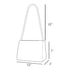 Line drawing of a handbag with dimensions labeled