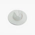 A light gray felt wide-brim hat with a matching gray band and small silver buckle, photographed from a top-down view on a white background.