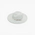 A light gray felt wide-brim hat with a thin silver bow detail on the band, shown against a plain white background.