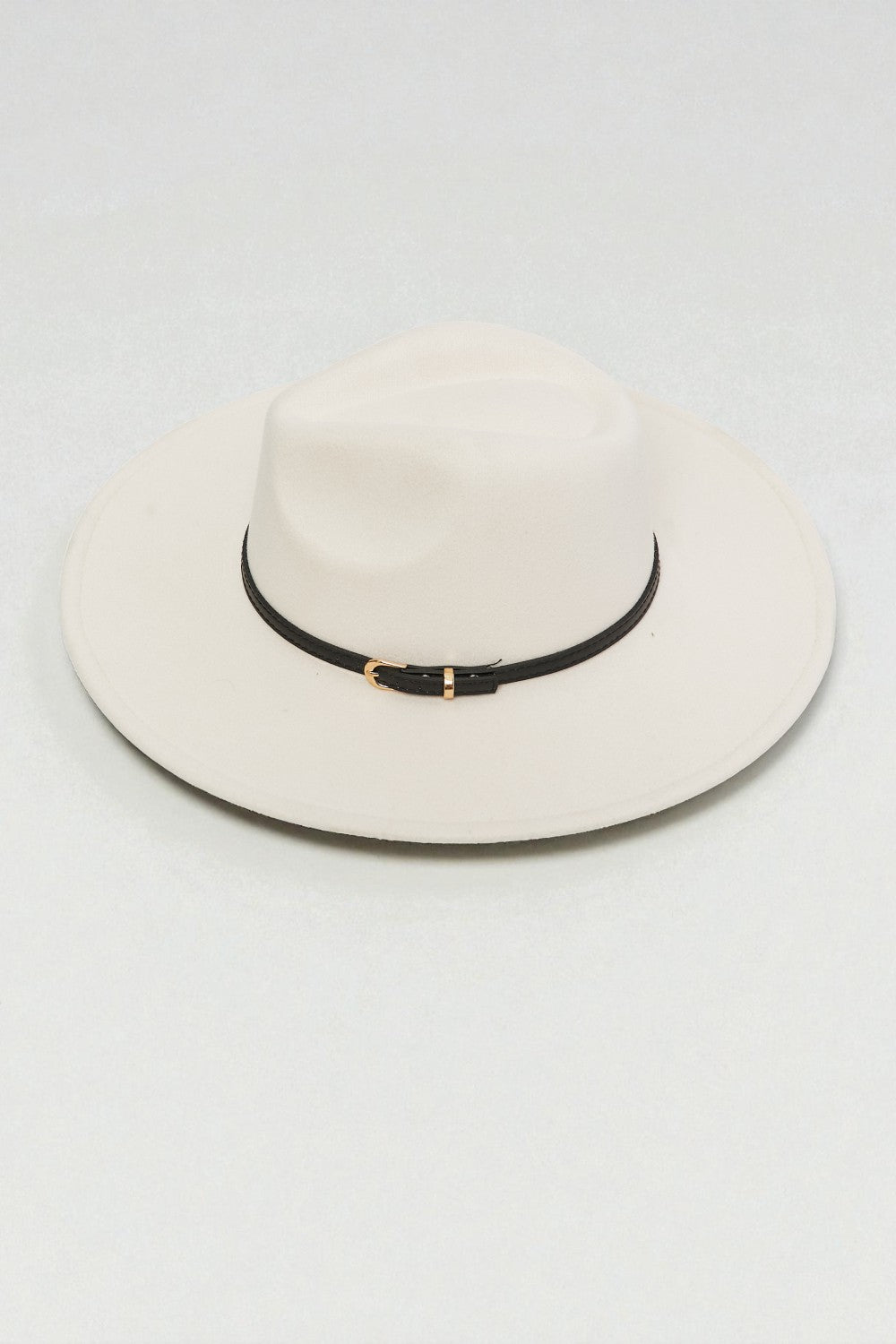 Ivory Wide Brim Fedora Hat with Black Strap