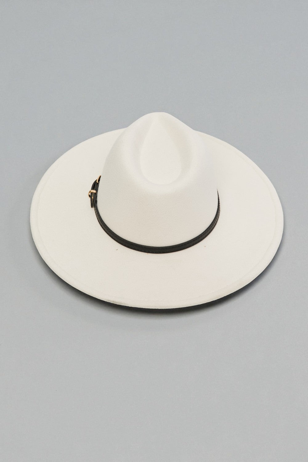 Ivory Wide Brim Fedora Hat with Black Strap