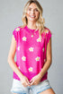 Pull sans manches à imprimé marguerites en fuchsia