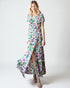 Robe portefeuille longue à manches courtes et imprimé multicolore