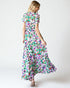 Robe portefeuille longue à manches courtes et imprimé multicolore