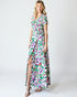 Robe portefeuille longue à manches courtes et imprimé multicolore
